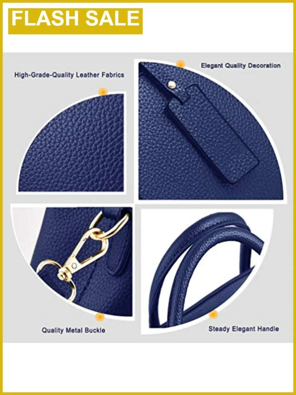 Women's PU Leather Satchel Tote Handbag with Detachable Crossbody Strap